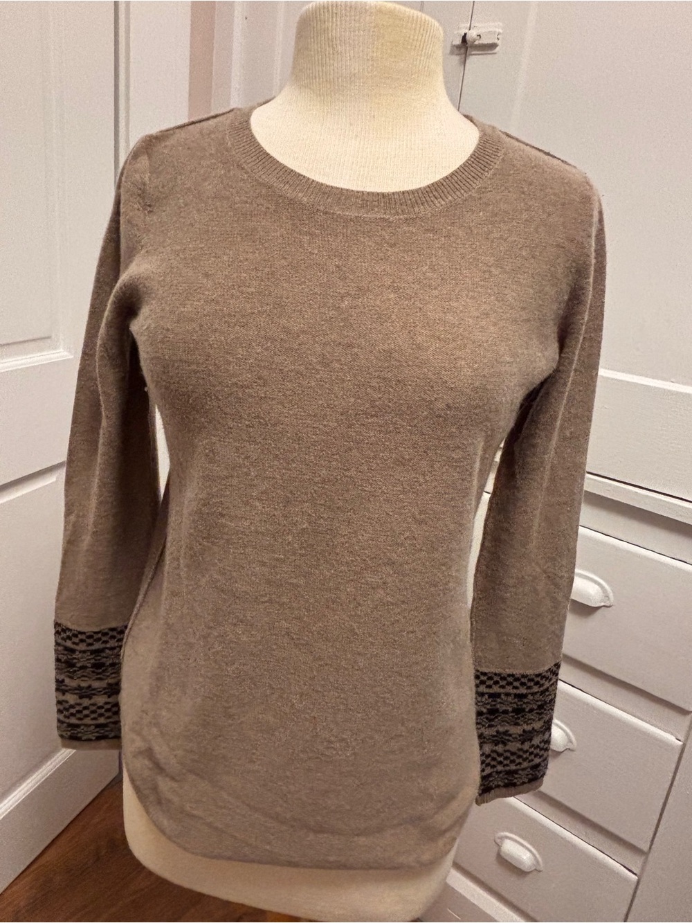 Skull Cashmere Taupe Crewneck Sweater Cashmere Wool Blend Size XS